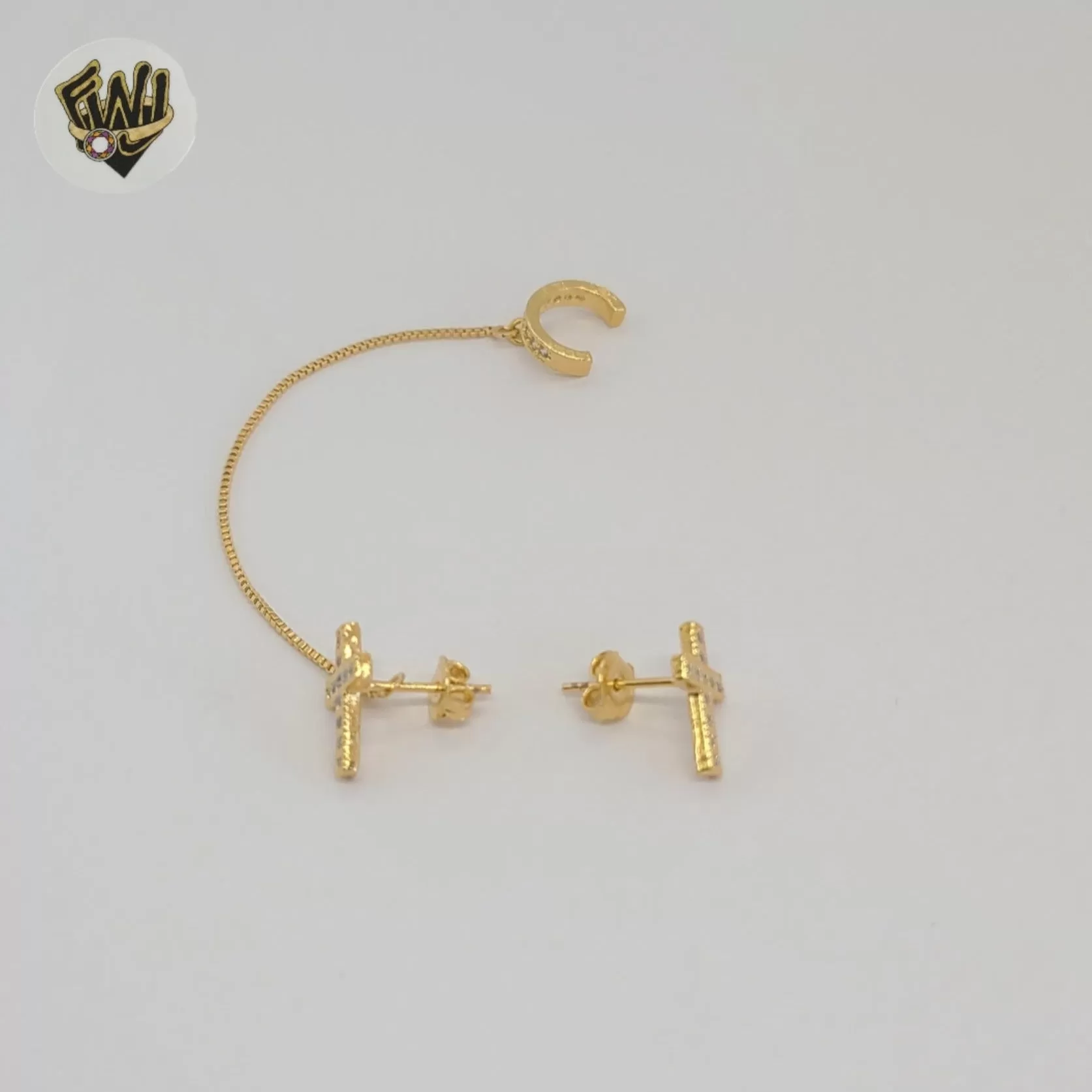 (1-1222-2) Gold Laminate - Cross Cuff Earrings - BGF