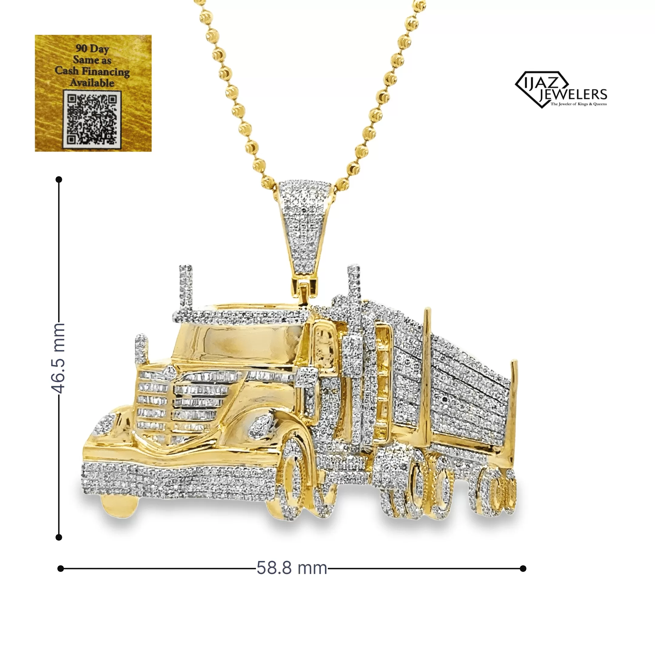 10K Gold 2.50 CTW EGL Certified Diamond Big Rig Charm