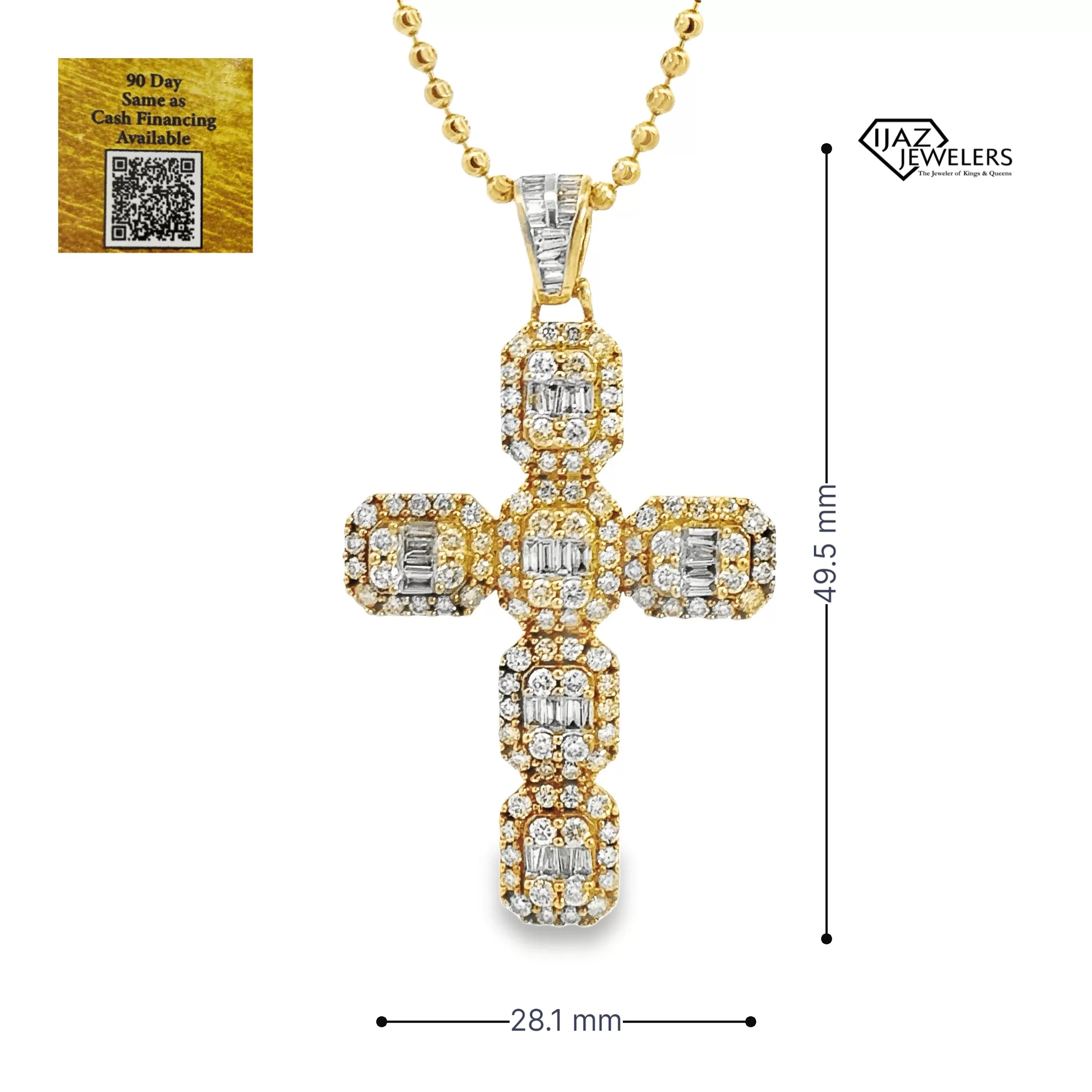 10K Gold 2.89 CTW Diamond Cross Charm