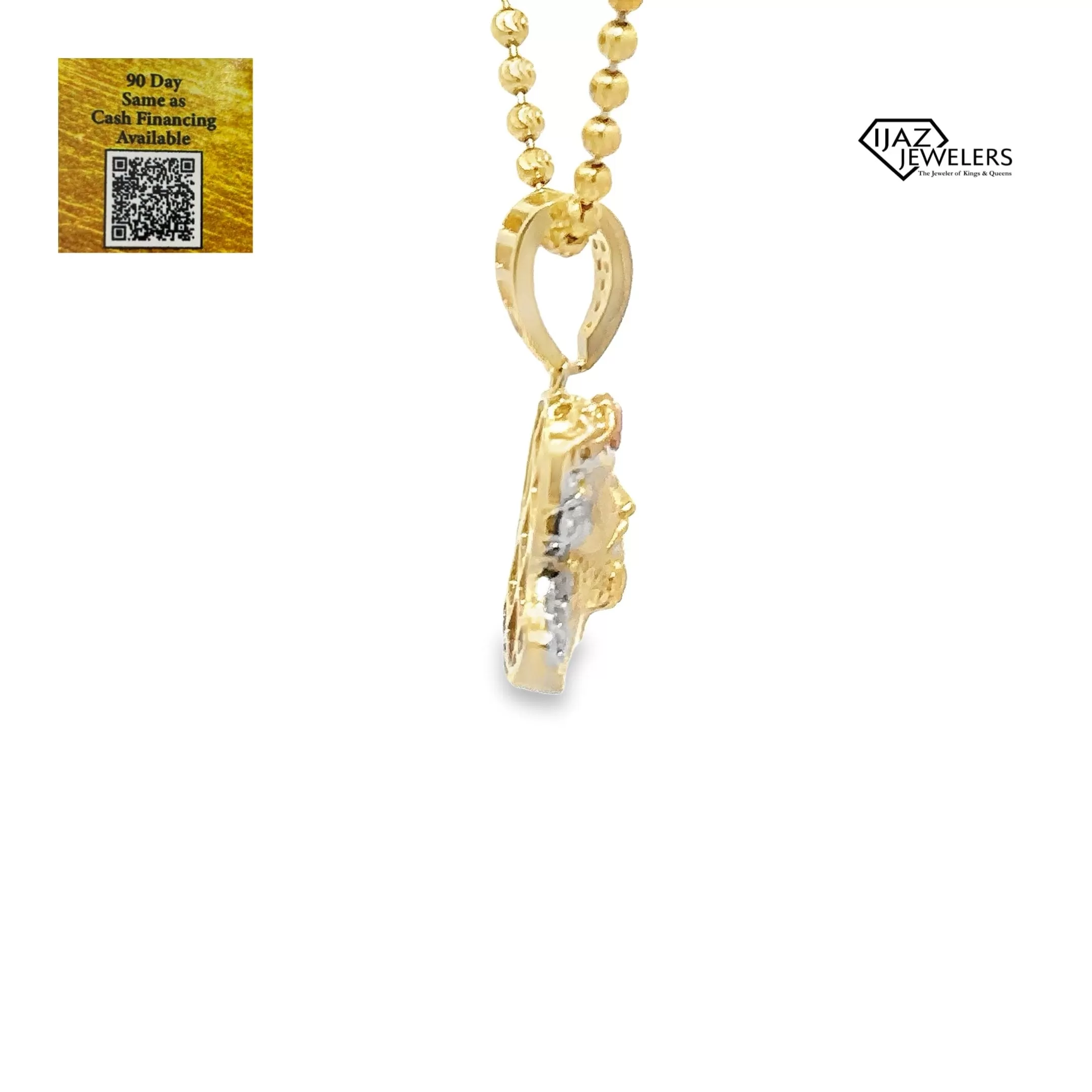 10K Gold Three Tone CZ Extra Small Jesus Charm