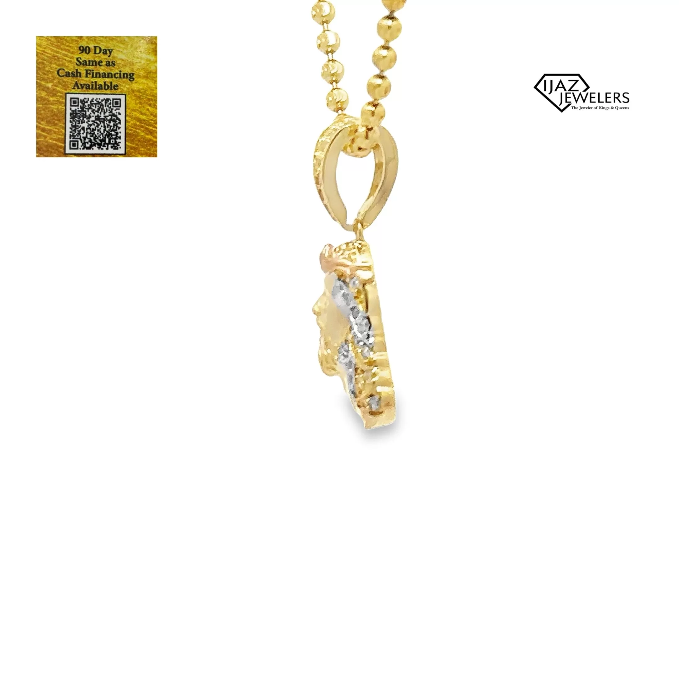 10K Gold Three Tone CZ Extra Small Jesus Charm