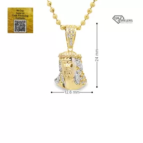 10K Gold Three Tone CZ Extra Small Jesus Charm