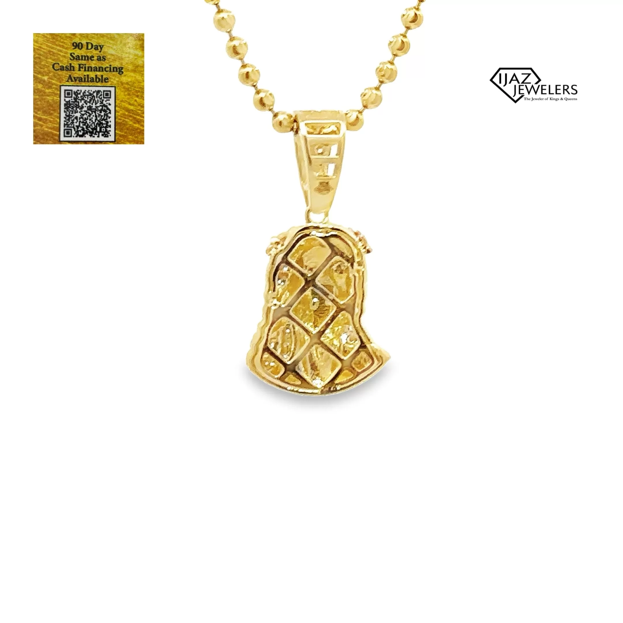 10K Gold Three Tone CZ Extra Small Jesus Charm