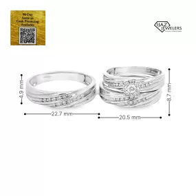 10K White Gold 0.35 CTW Diamond Wedding Trio Set