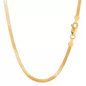 10k Yellow Solid Gold Imperial Herringbone Chain Necklace, 2.8mm