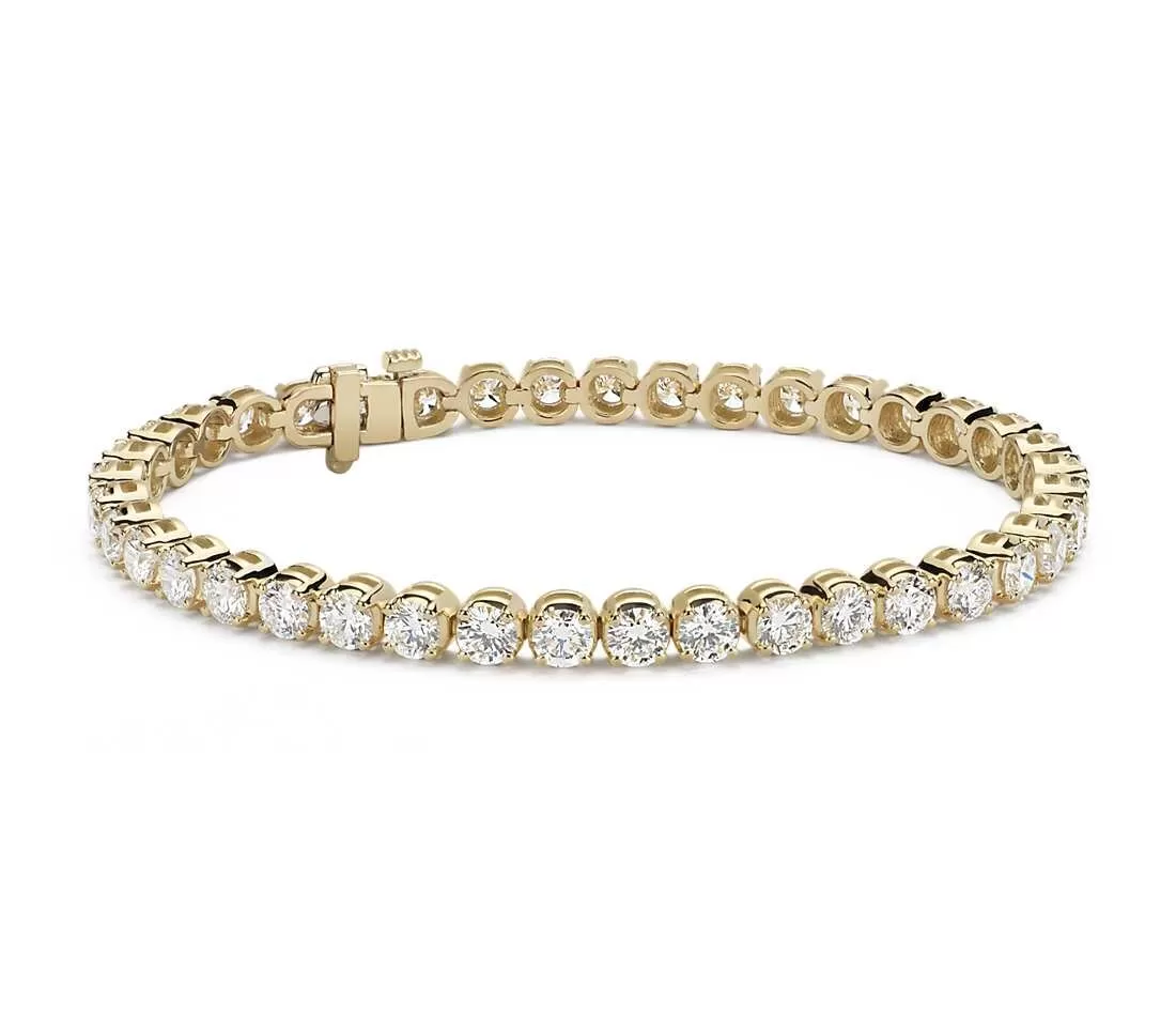 14K Yellow Gold 4.00cttw Round Diamond Tennis Bracelet