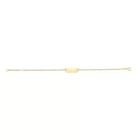 14k Yellow Gold Rectangular ID Bar Fancy Bracelet, 7