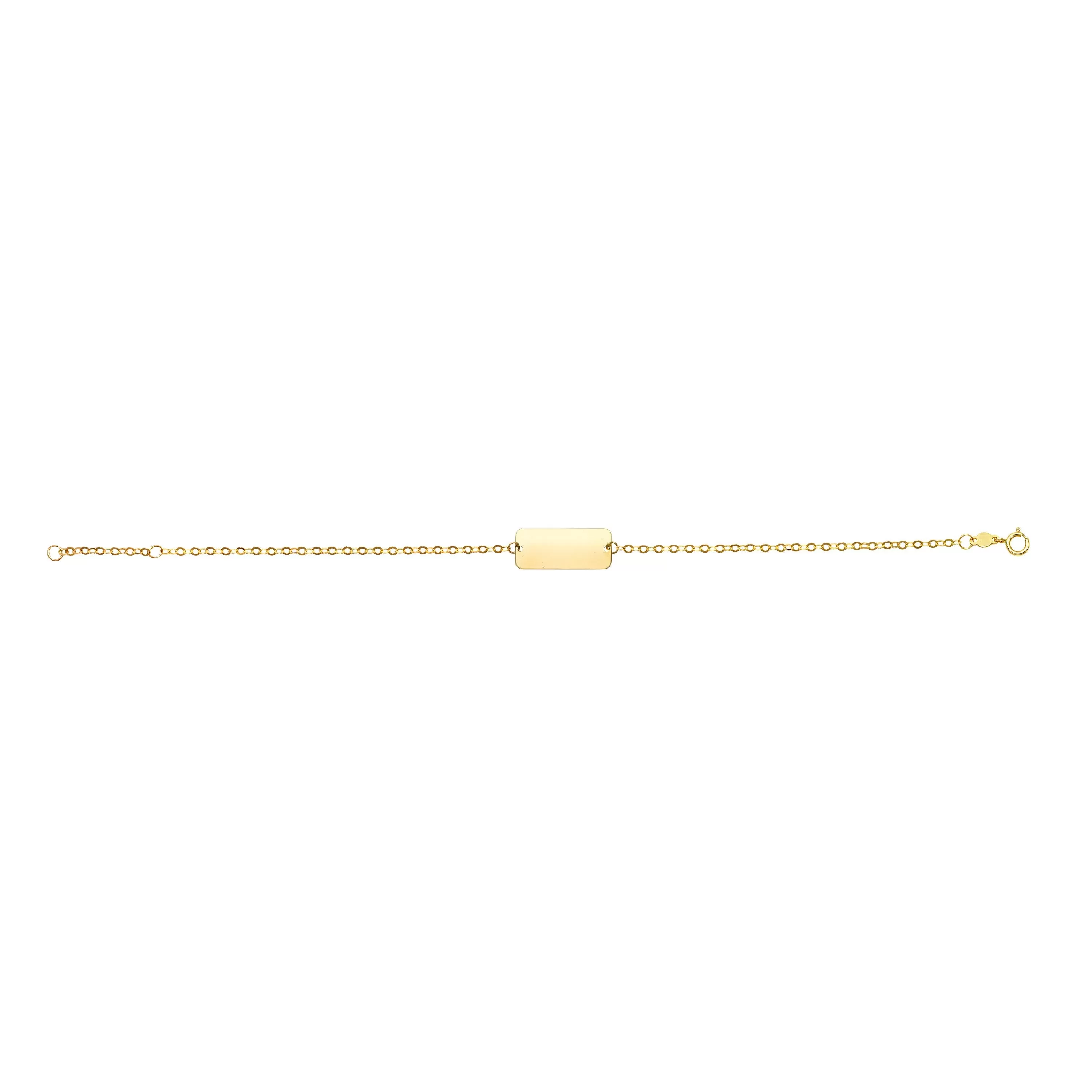 14k Yellow Gold Rectangular ID Bar Fancy Bracelet, 7