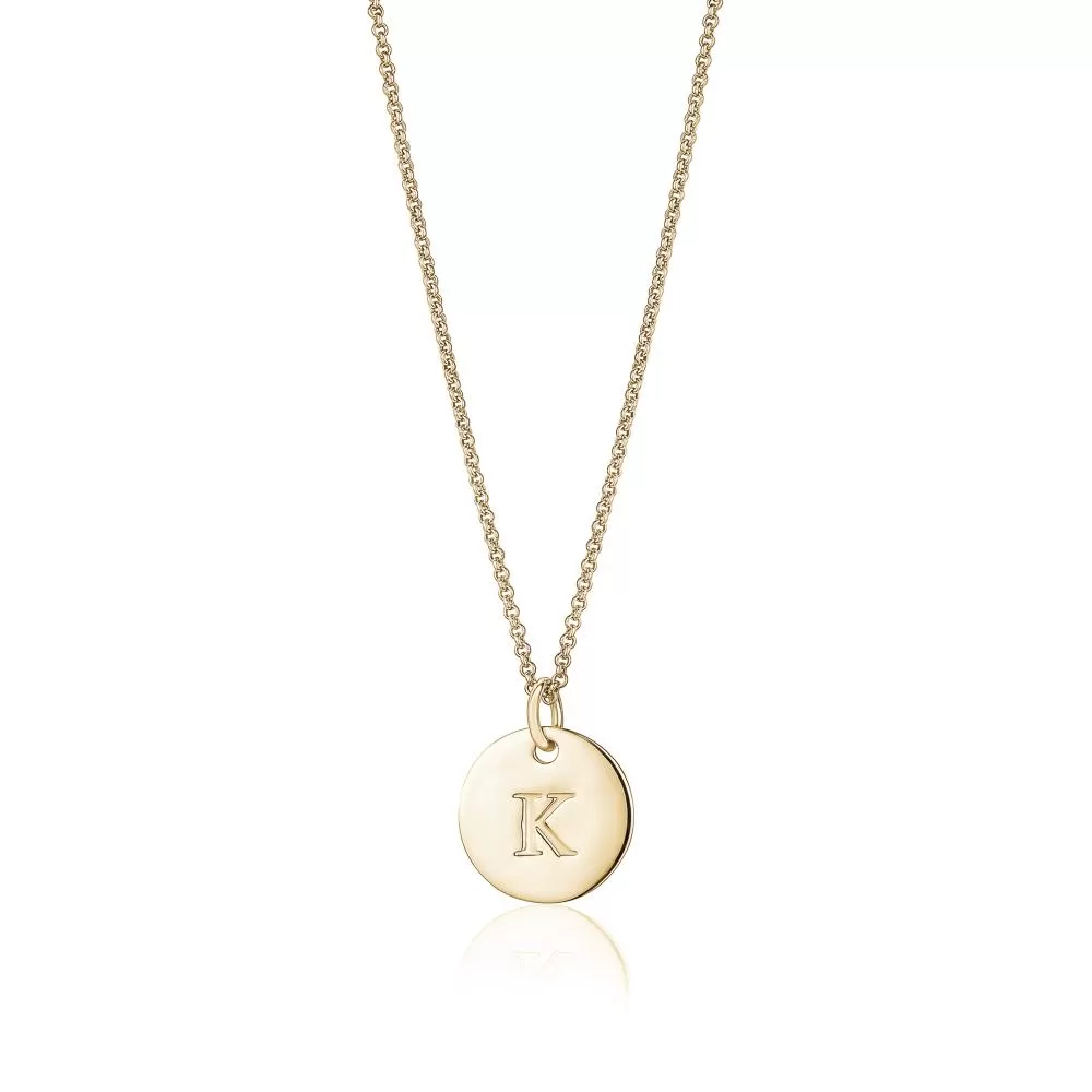 16mm Gold Disc Initial Necklace