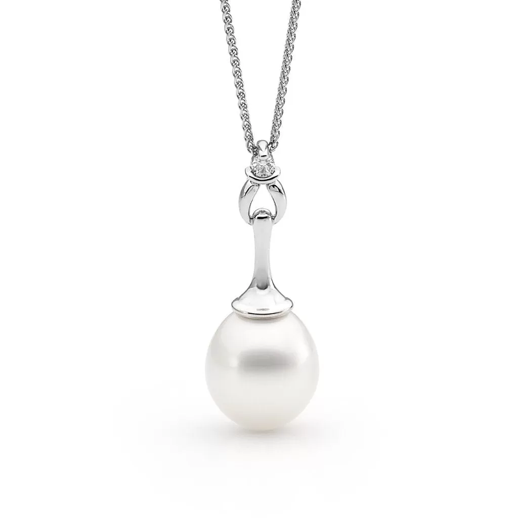 18ct White and Yellow Gold Pearl & Diamond Pendant