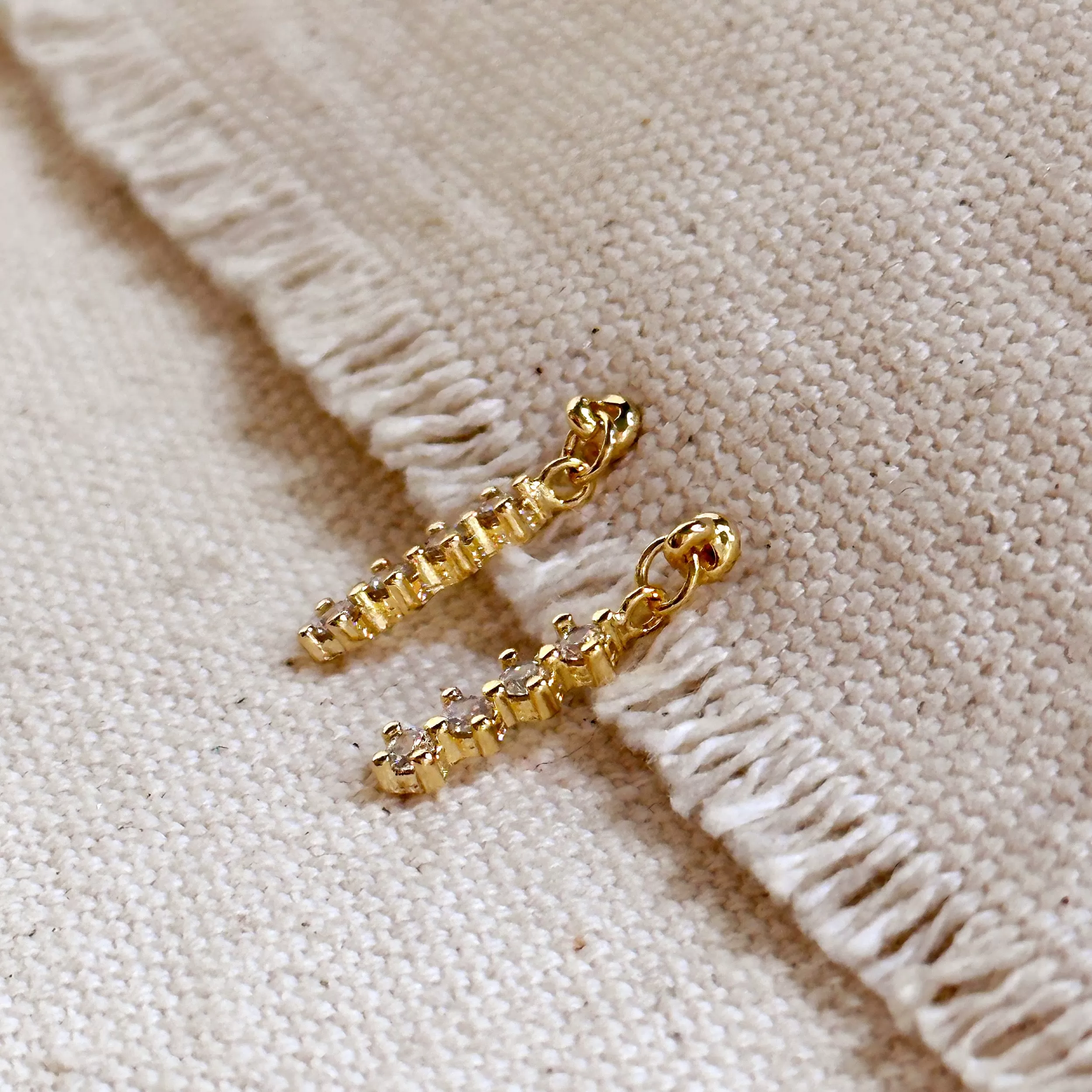 18k Gold Filled 4 CZ Dangling Earrings