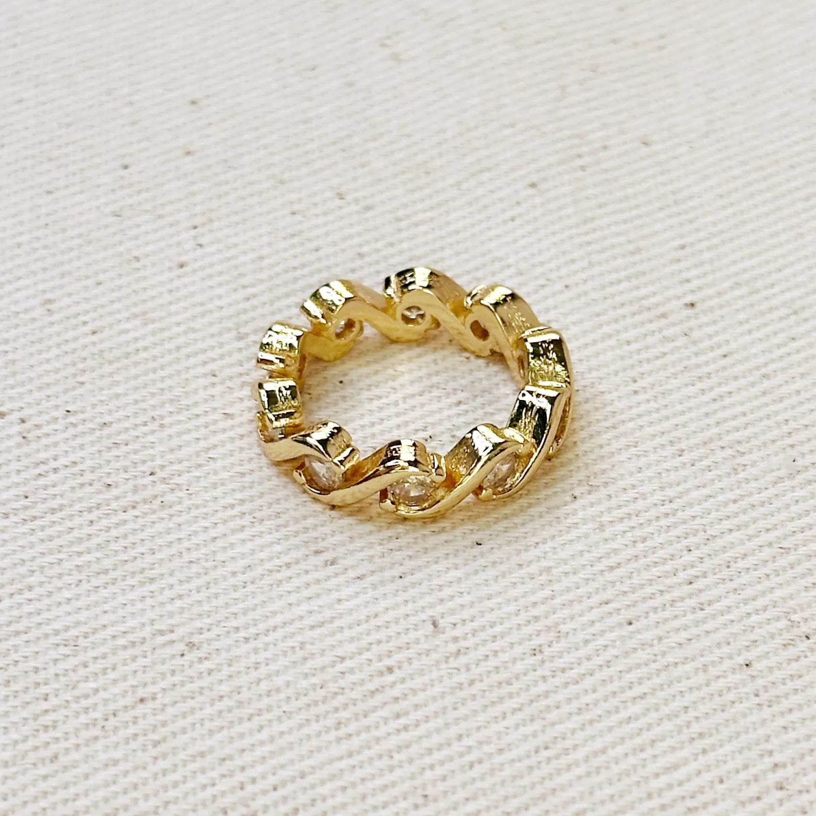 18k Gold Filled Cz Wave Eternity Band Ring