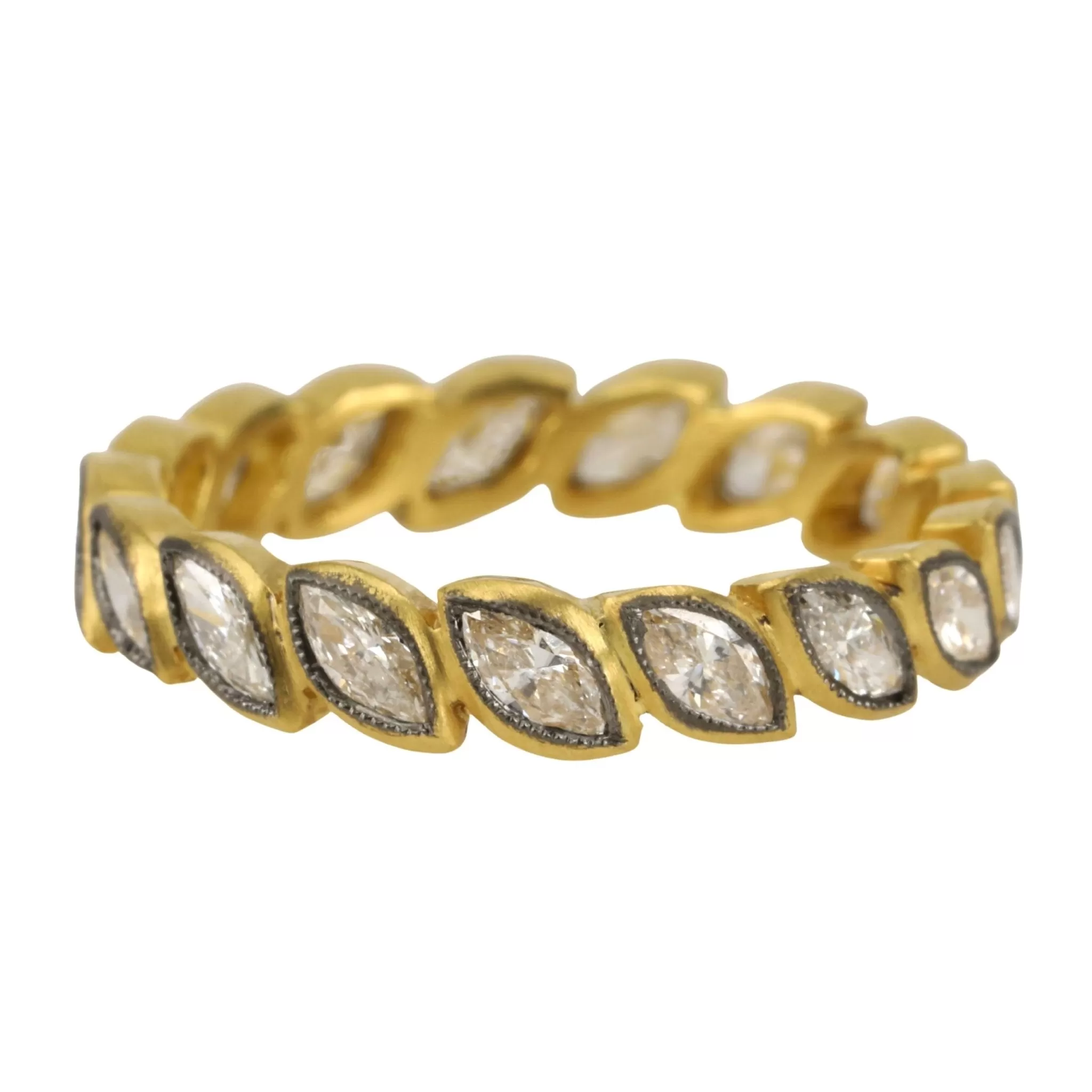 22K Gold Blackened Diamond Laurel Band