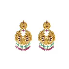 22K Yellow Gold Earrings W/ Ruby and Filgree Art & Splendid Design