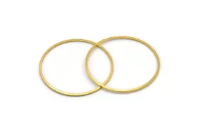 48mm Circle Connectors, 4 Gold Plated Brass Circle Connectors (48x1x1mm) A4074