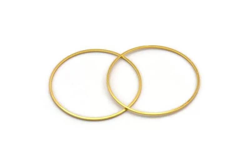 48mm Circle Connectors, 4 Gold Plated Brass Circle Connectors (48x1x1mm) A4074