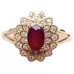 4mm*6mm 100% Natural Flower Oval Ruby Ring