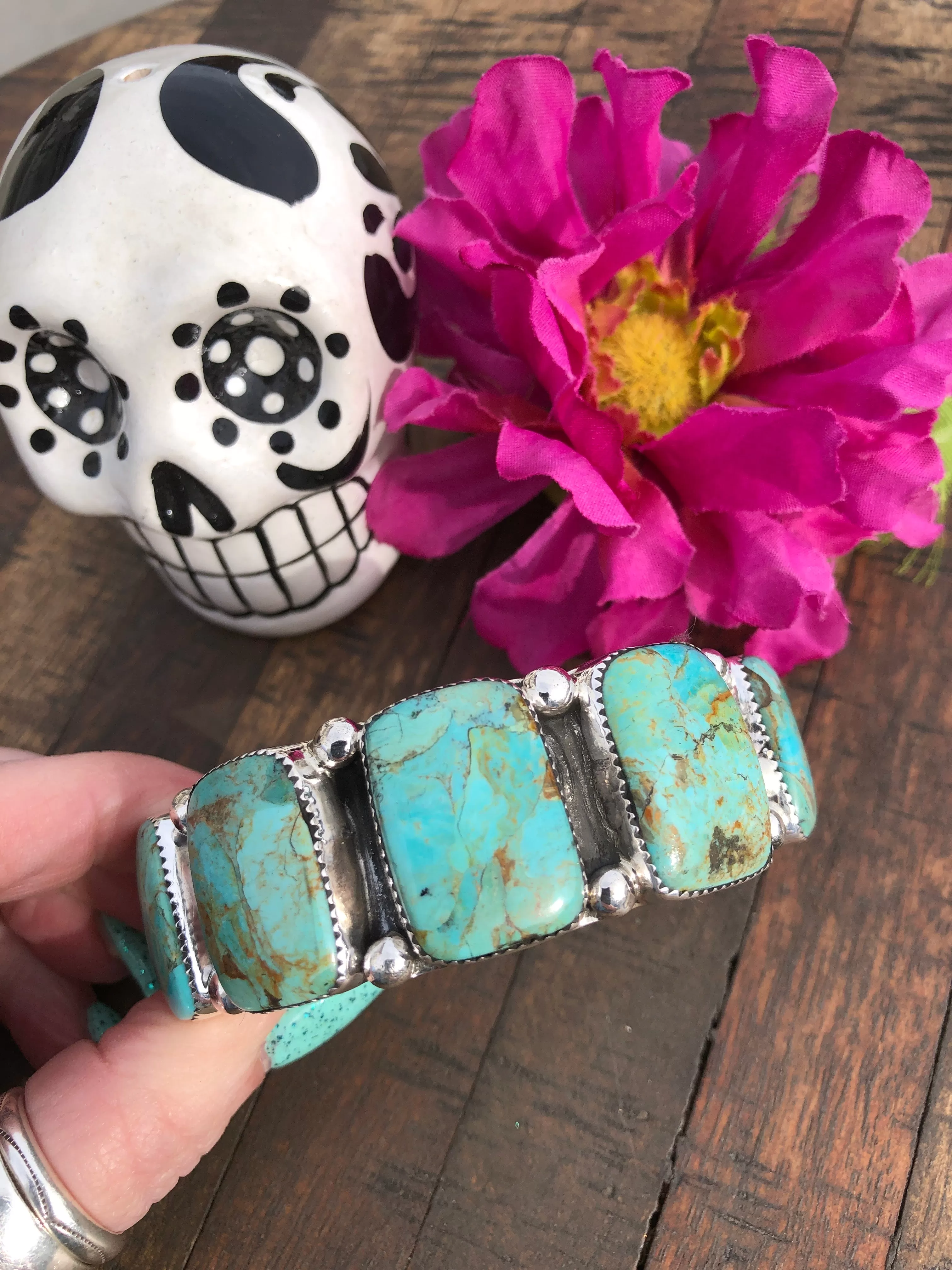 5 Stone Kingman Turquoise Cuff #5