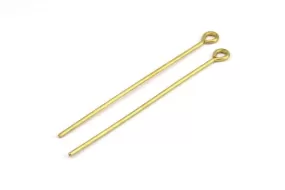 70mm Eye Pin, 25 Raw Brass Eye Pins, Findings (70x1.5mm) BS 2253