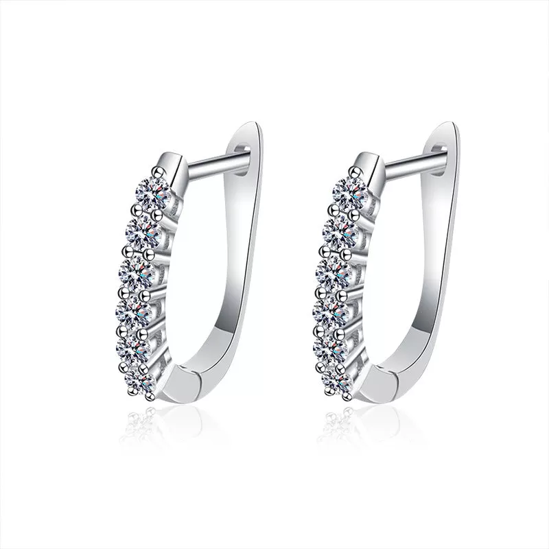 925 Sterling Silver U-Shape Moissanite Earrings