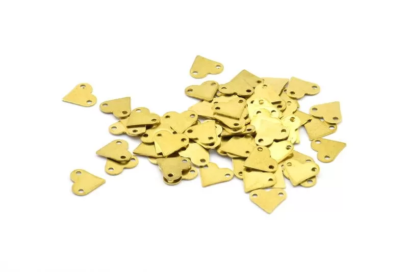 9mm Heart Charm, 500 Raw Brass Heart Charms, Findings (9mm) A0223