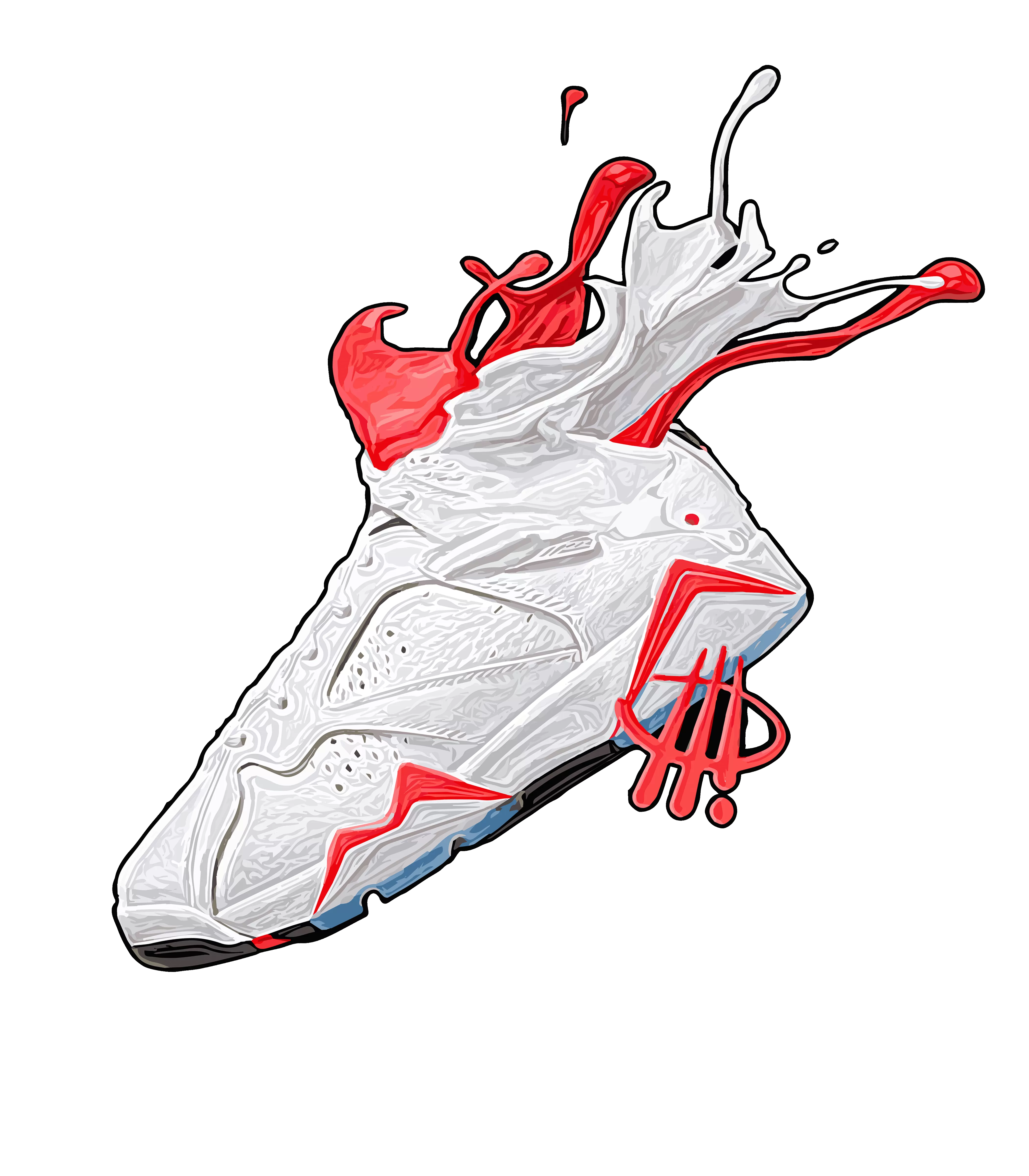 Air Jordan 7 "White Infrared" Black T-Shirt (SPLASH)