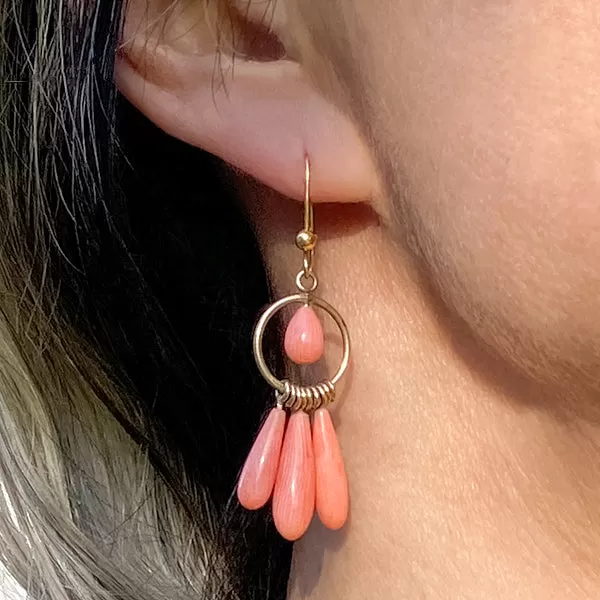 Antique Coral Drop Earrings