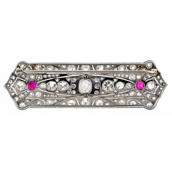 Art Deco Ruby & Diamond Brooch