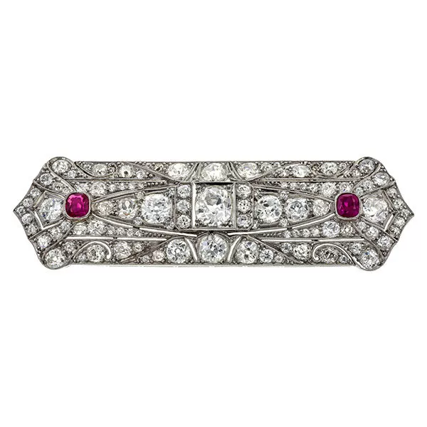 Art Deco Ruby & Diamond Brooch