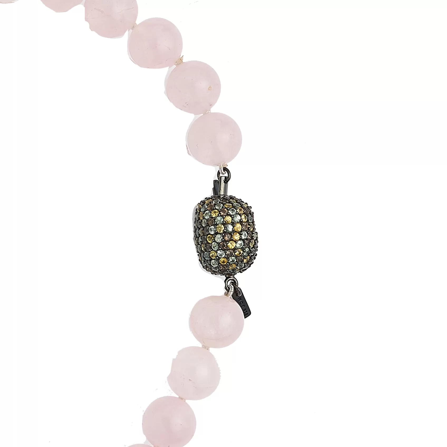 Beaded Statement Necklace with Sterling Silver, Mixed Army Sapphires & Rose Quartz