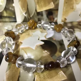 Beautiful Natural Tiger Eye and Quartz Crystal Bracelet