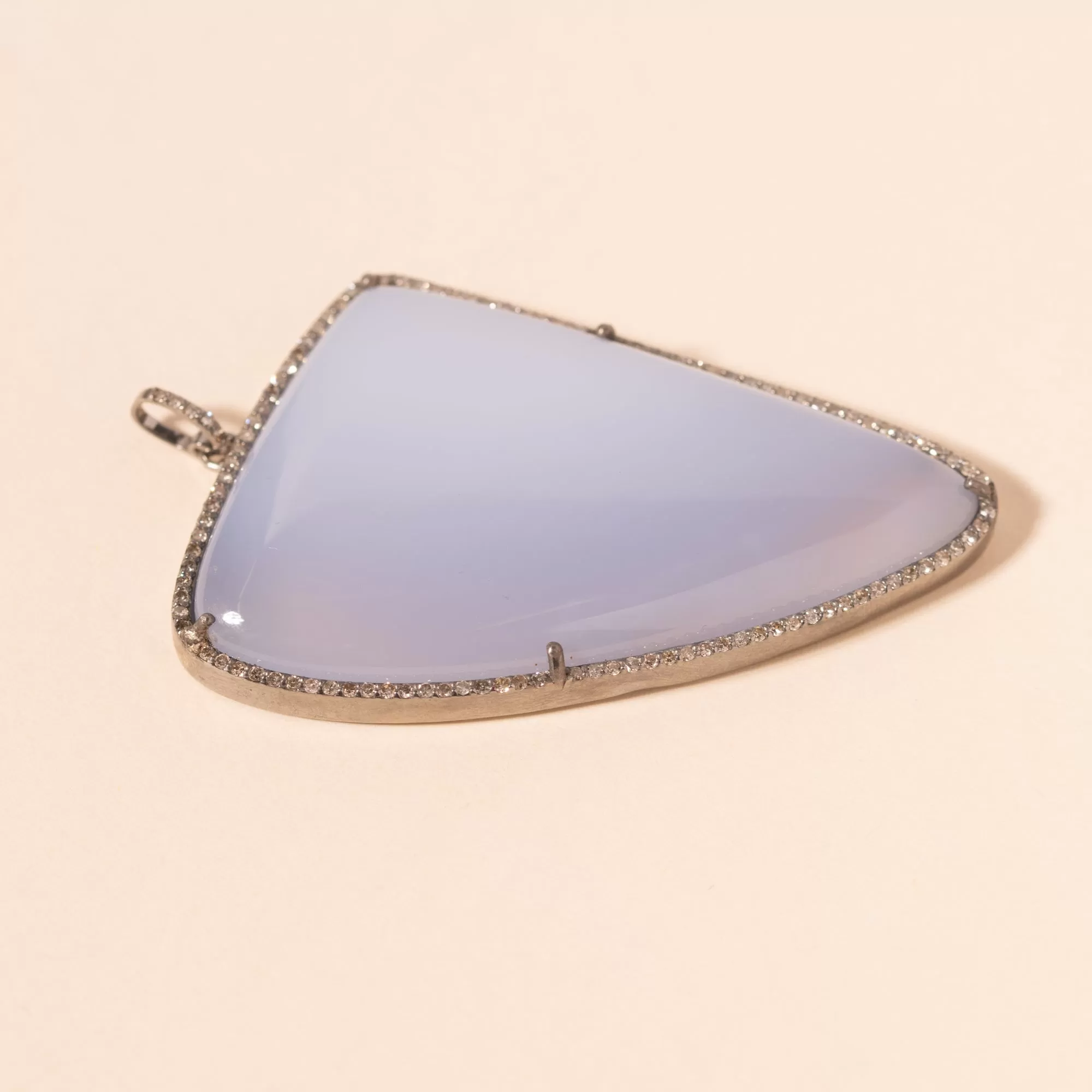 Blue Chalcedony and Diamond Pendant