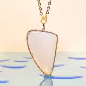 Blue Chalcedony and Diamond Pendant