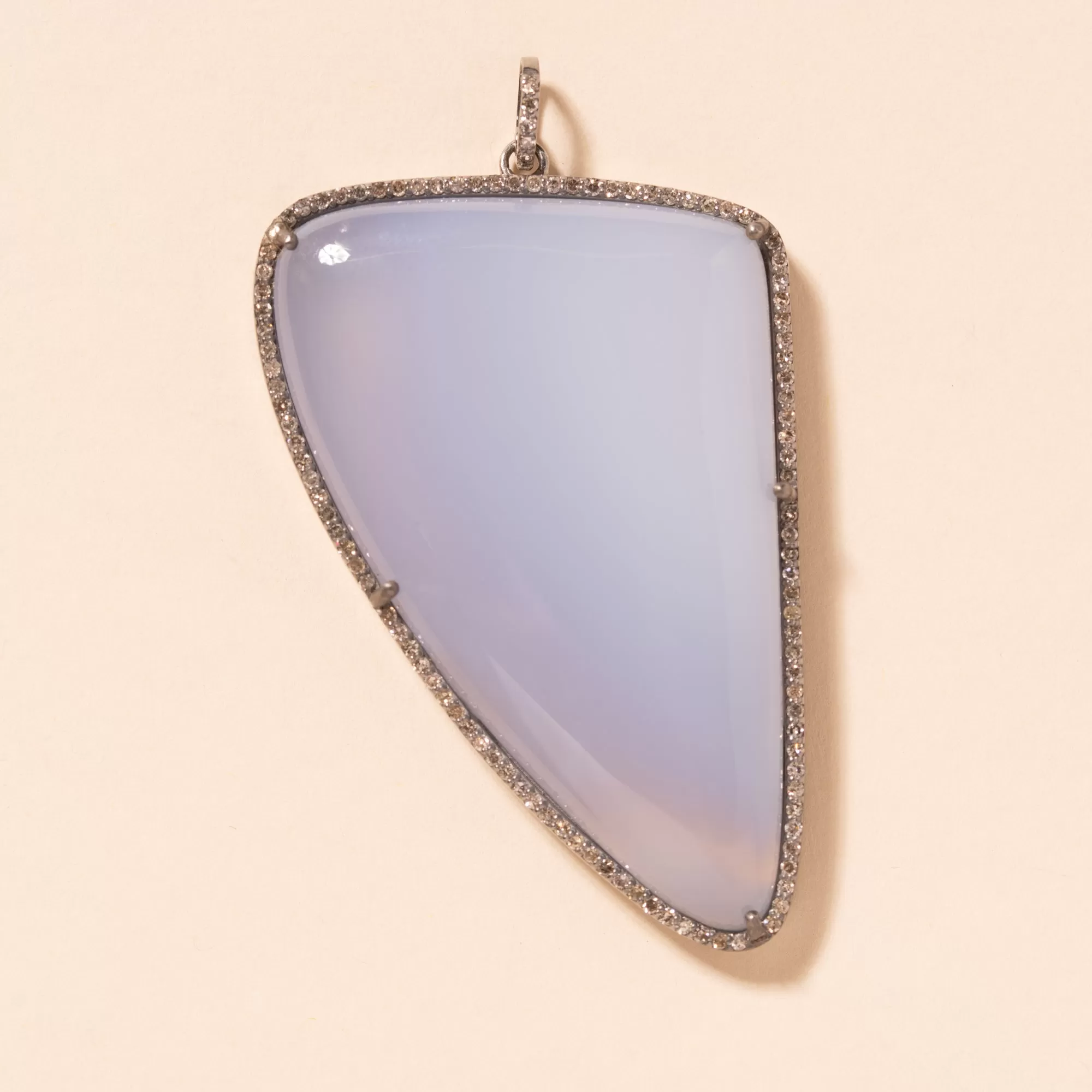 Blue Chalcedony and Diamond Pendant