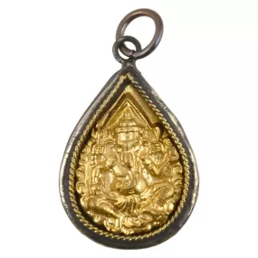 Casting Pendants-Brass-22x32mm Ganesh Amulet-Gold-Quantity 1