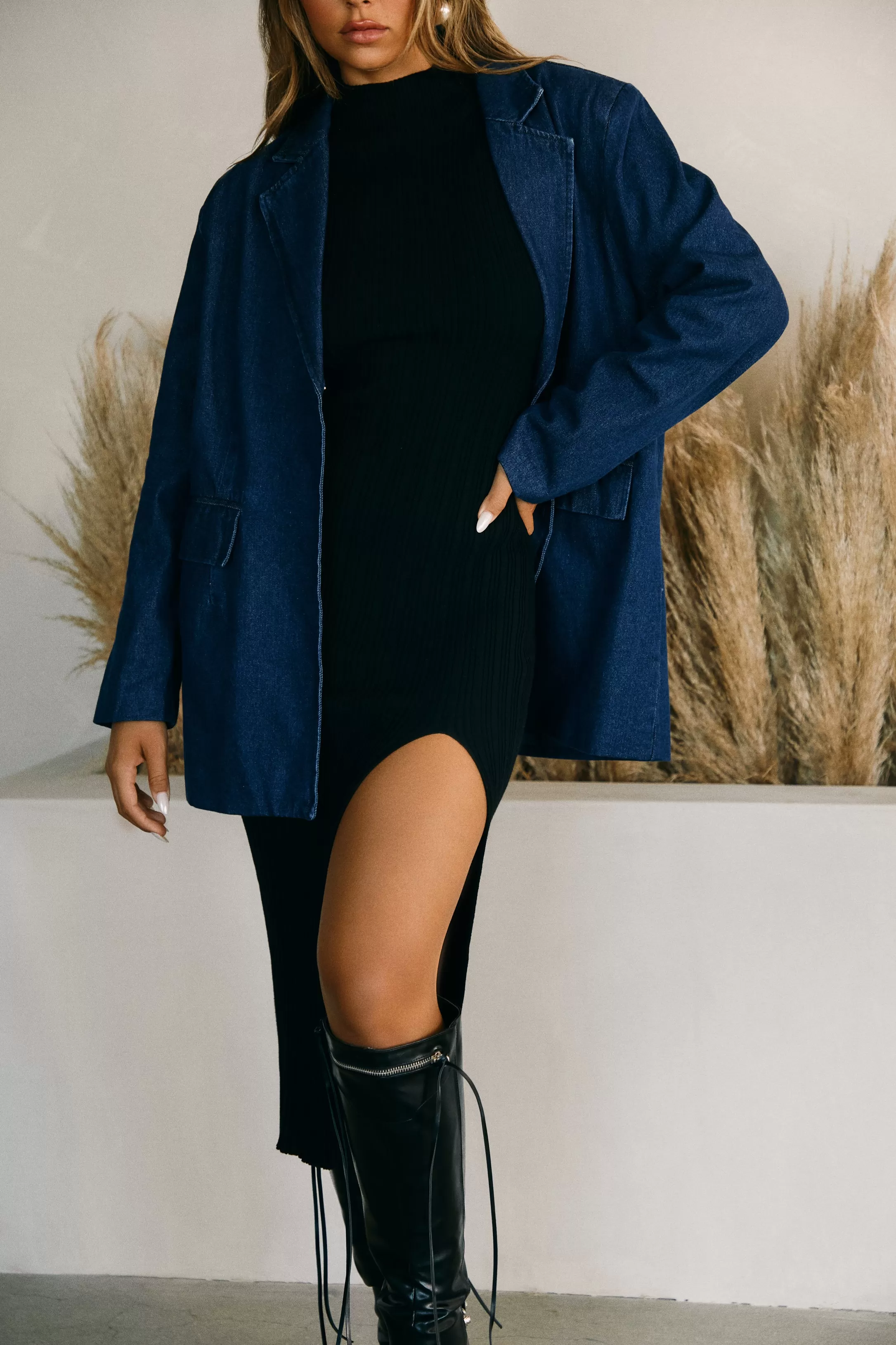 Cayra Denim Oversized Blazer - Denim