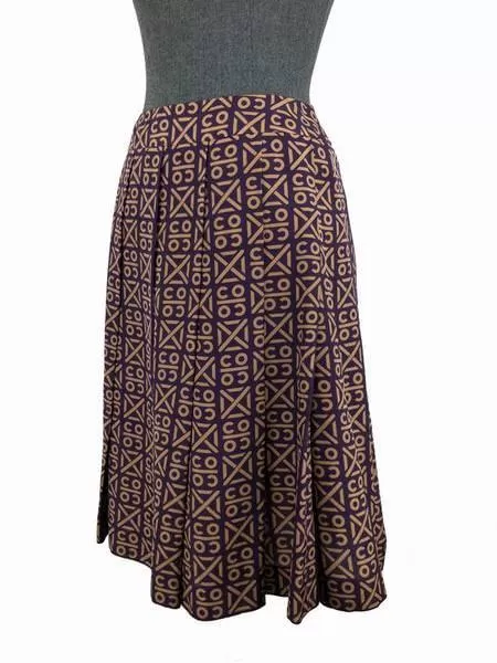 Chanel Printed Silk Pleated Skirt Size S