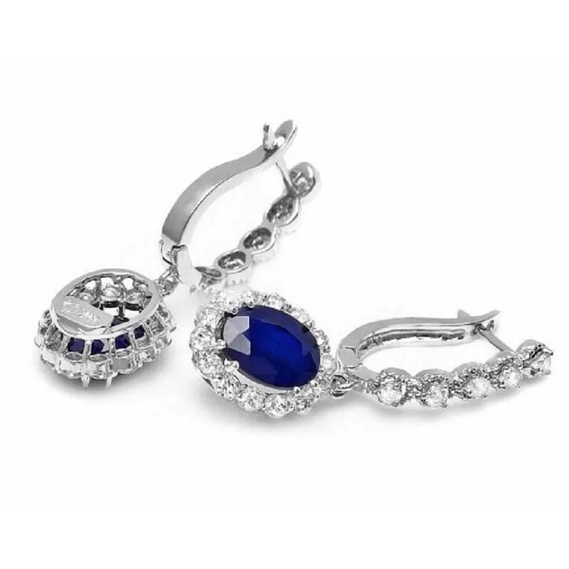 Classic Elegant Sapphire Drop Earrings - 925 Sterling Silver