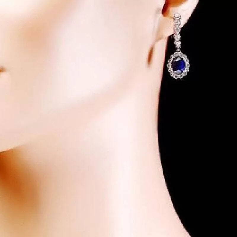 Classic Elegant Sapphire Drop Earrings - 925 Sterling Silver