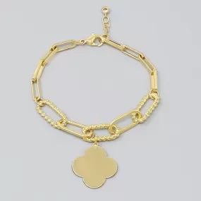 Clover Charm Textured Chain Bracelet