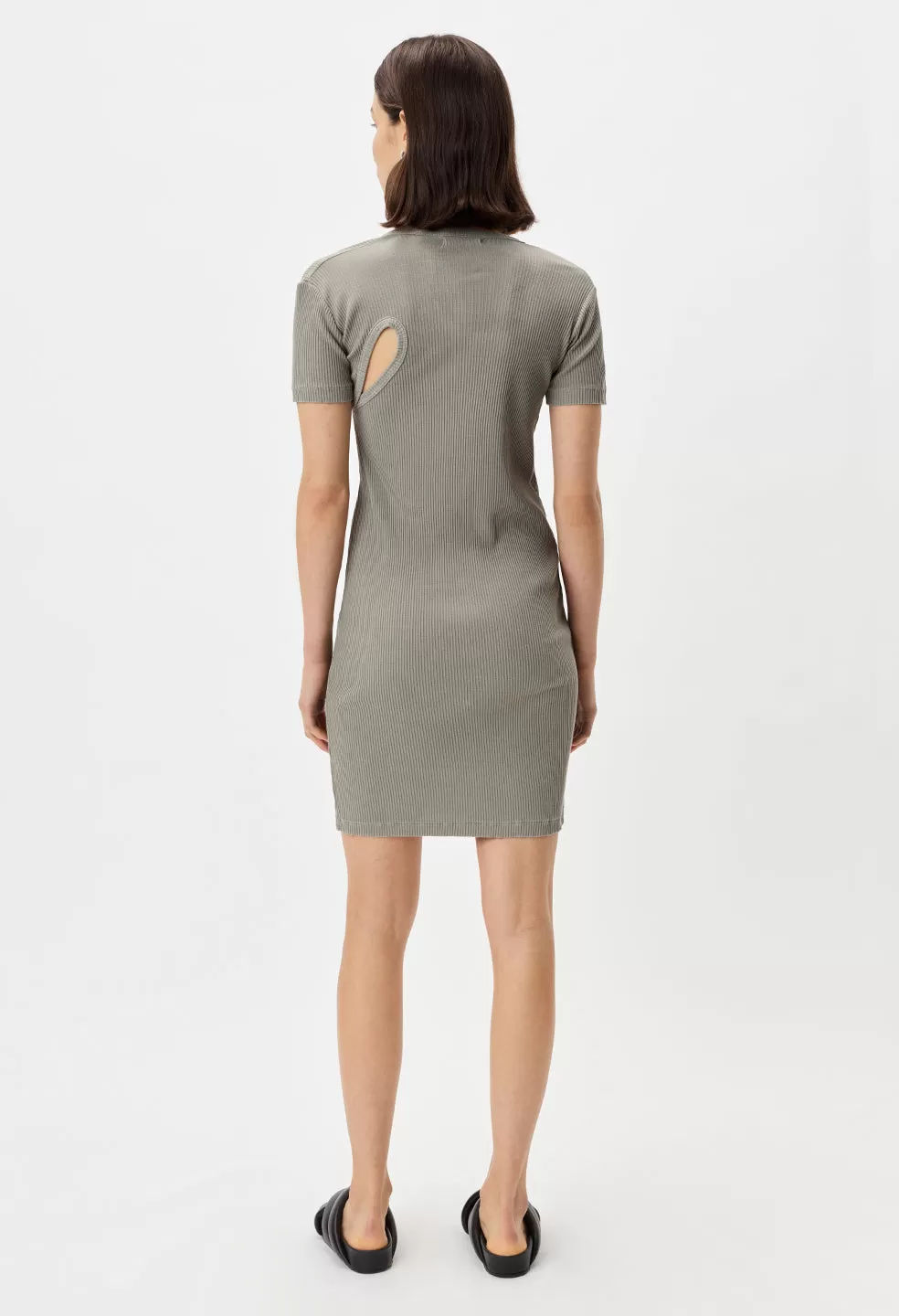 Cotton Rib Asymmetrical Dress / Brush