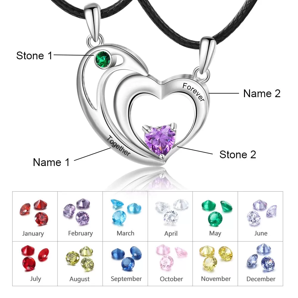 Couple's Necklace Set Customize Birthstone