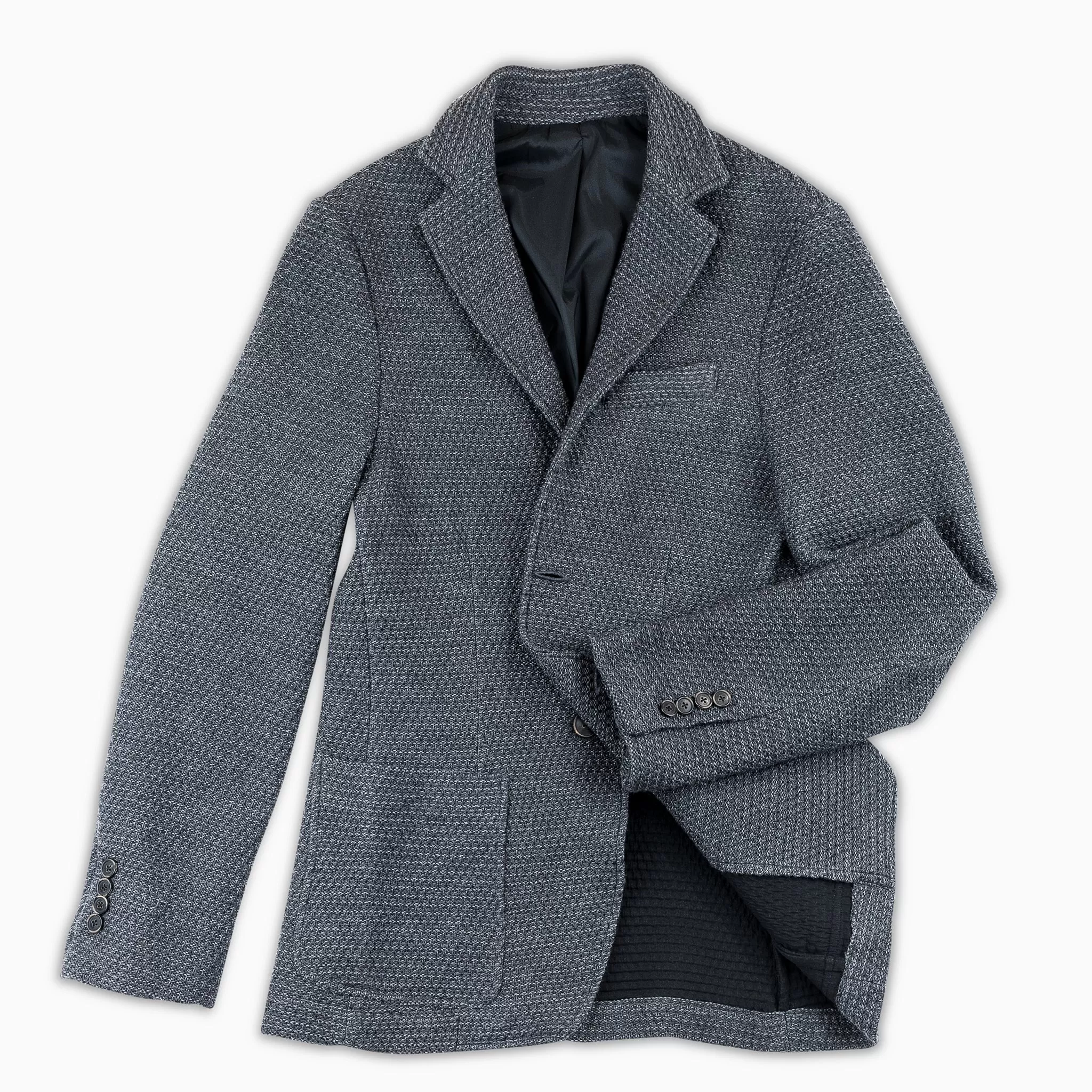 Coustan Structure Tech Knit Wool Blazer (dark grey melange)