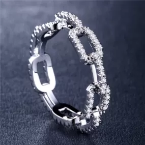 Creative Chain Design With Micro Paved Destiny Link Ring