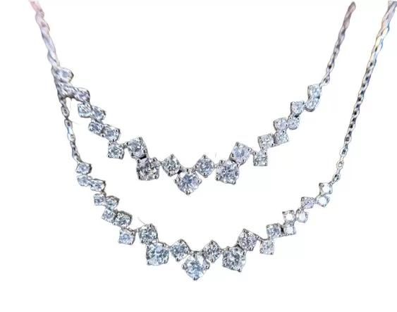 Crystal Clavicle Chain Diamond Pendant Silver Necklace