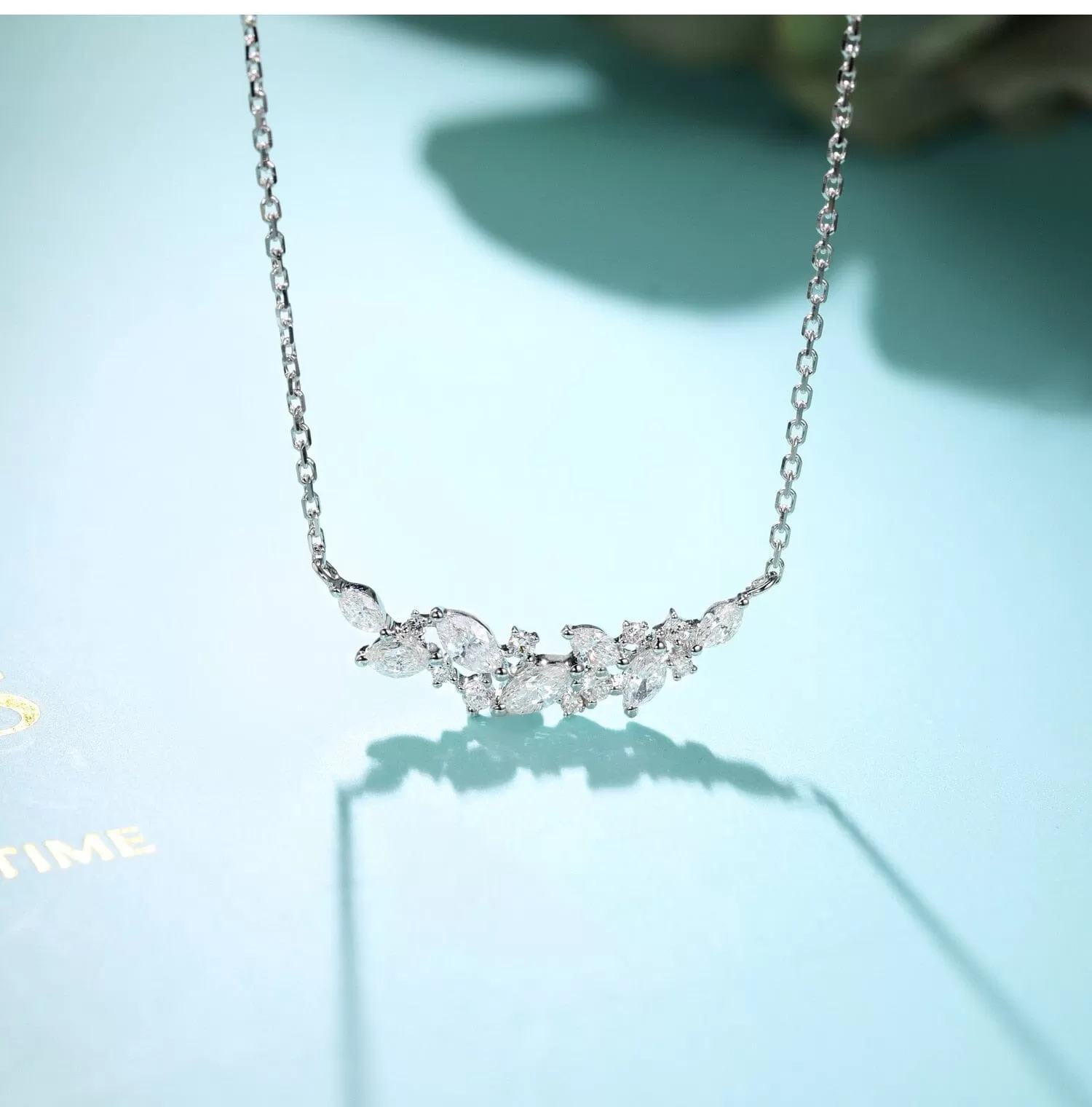 Crystal Clavicle Chain Diamond Pendant Silver Necklace