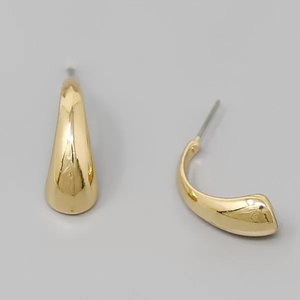 Curved Teardrop Metal Earrings