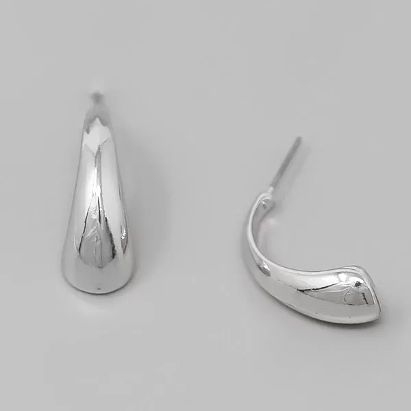 Curved Teardrop Metal Earrings