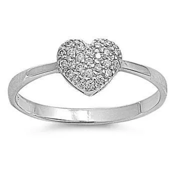 CZ Heart Sterling Silver Ring