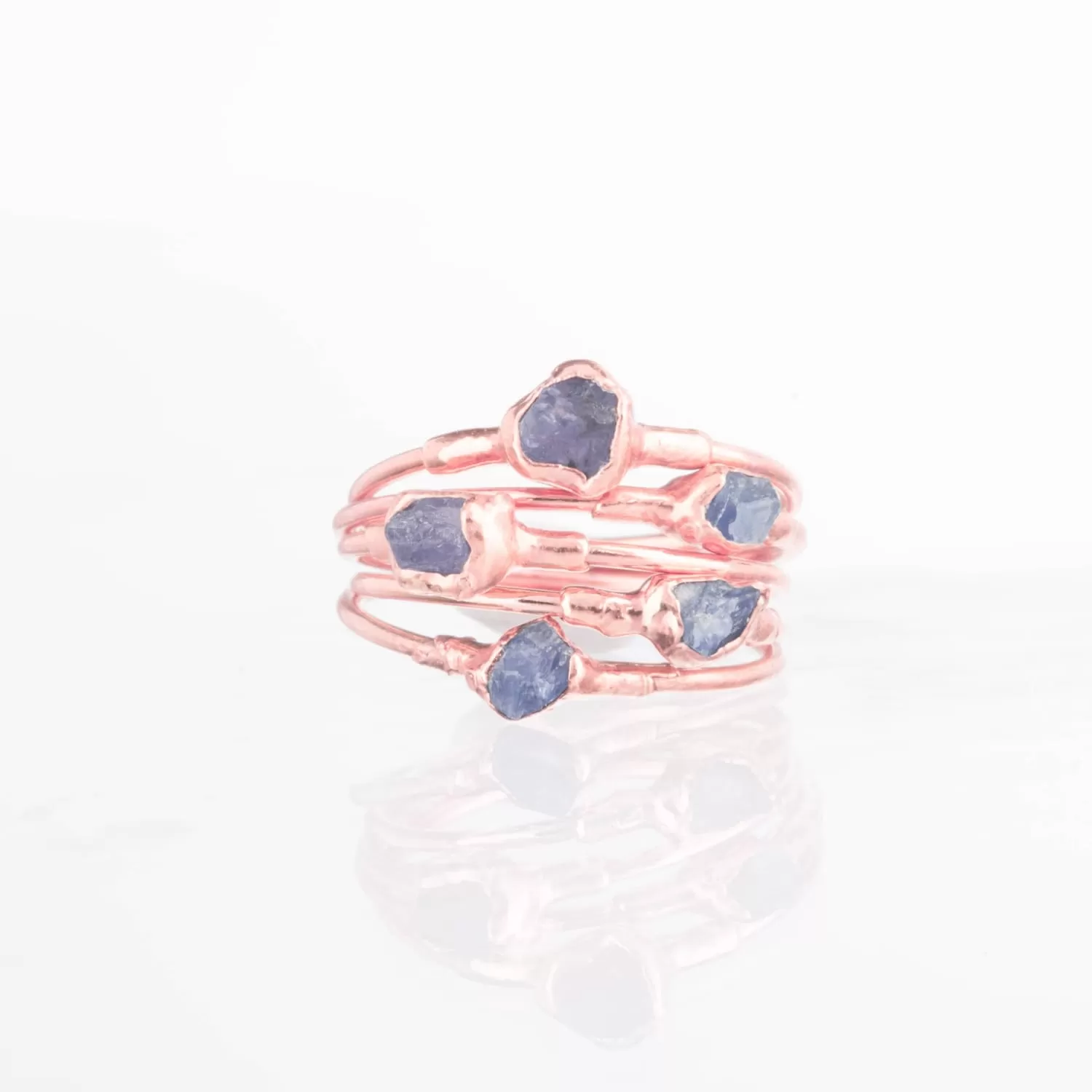 Dainty Raw Tanzanite Ring in Rose Gold